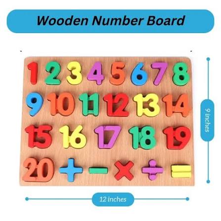 Wooden Number Board Puzzle 1-20 with Math Symbols for Kids