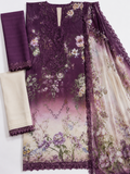 Purple Floral Ombre Lawn Suit with Lace Dupatta