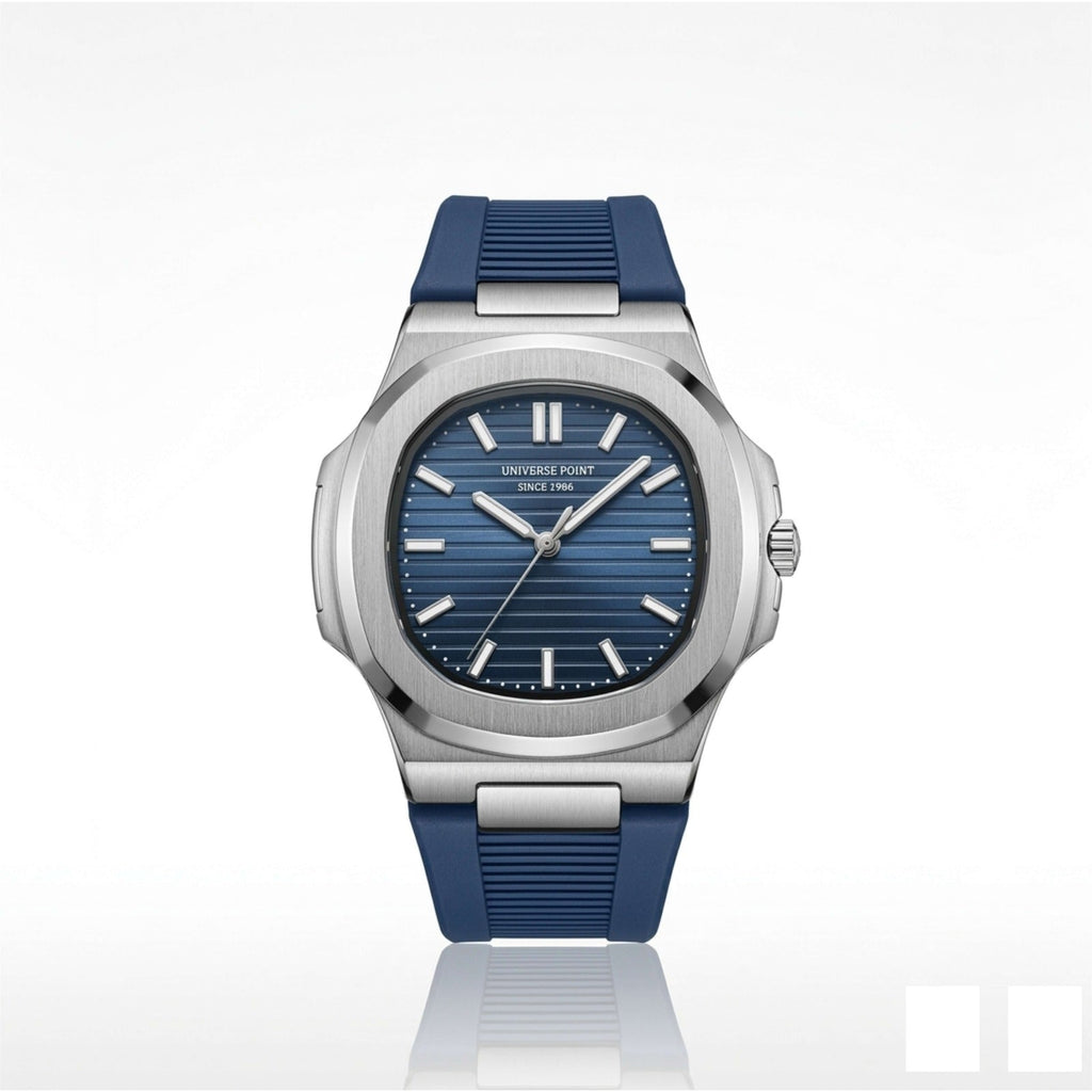 Watch with blue strap and blue dial