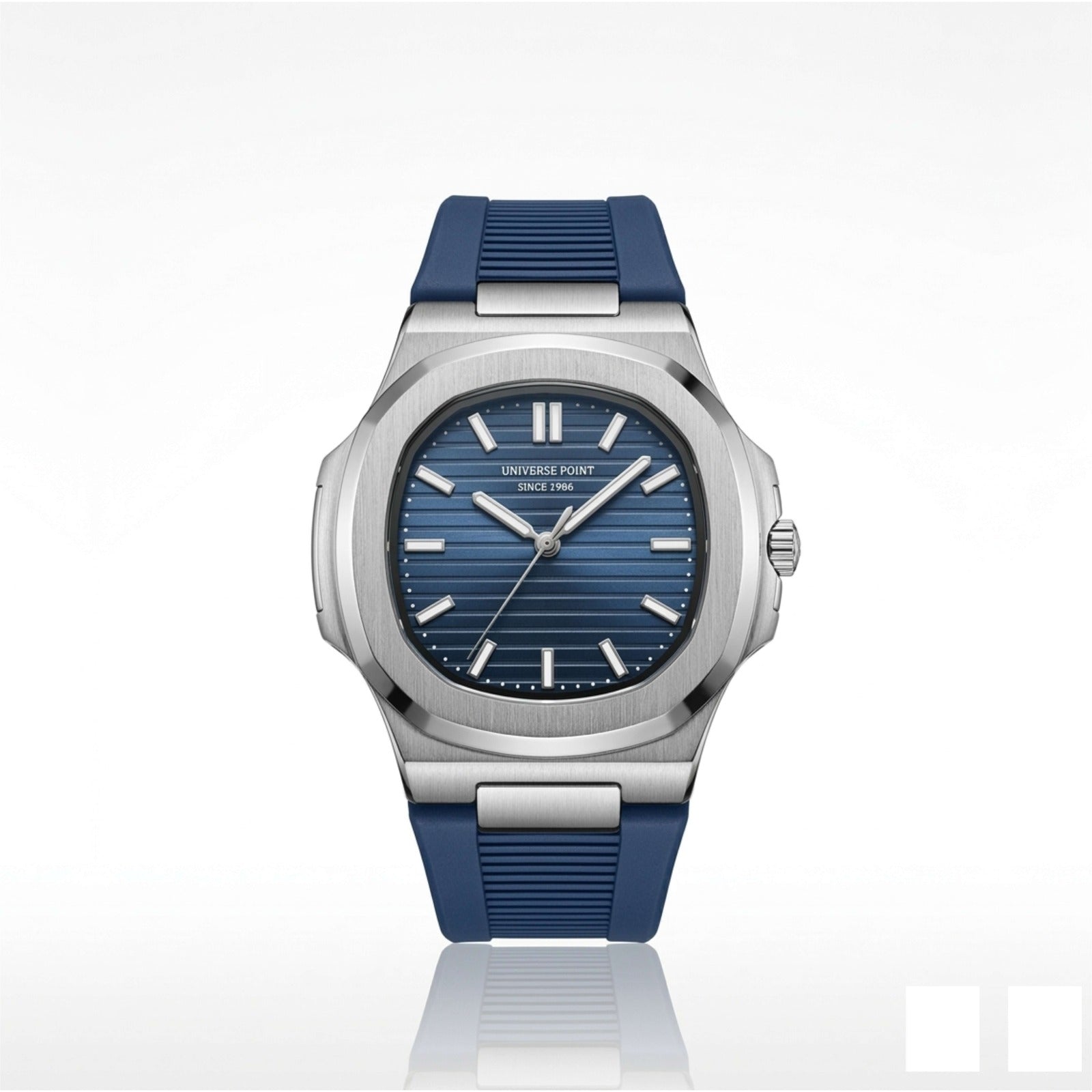 Watch with blue strap and blue dial