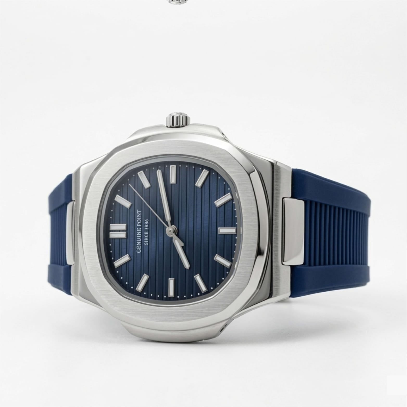 Watch with blue strap and blue dial