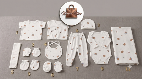 11 Piece Newborn Baby Cotton Clothing Gift Set - Cute Cat & Paw Print