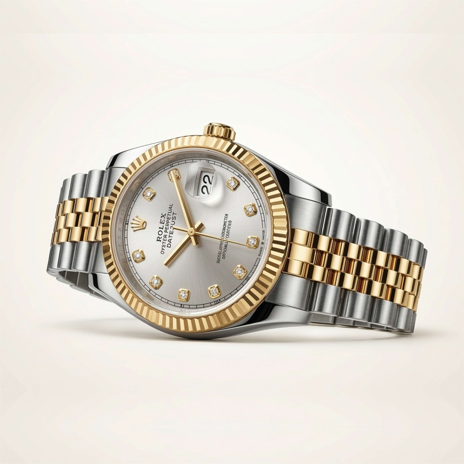 Luxury watch with silver and gold band
