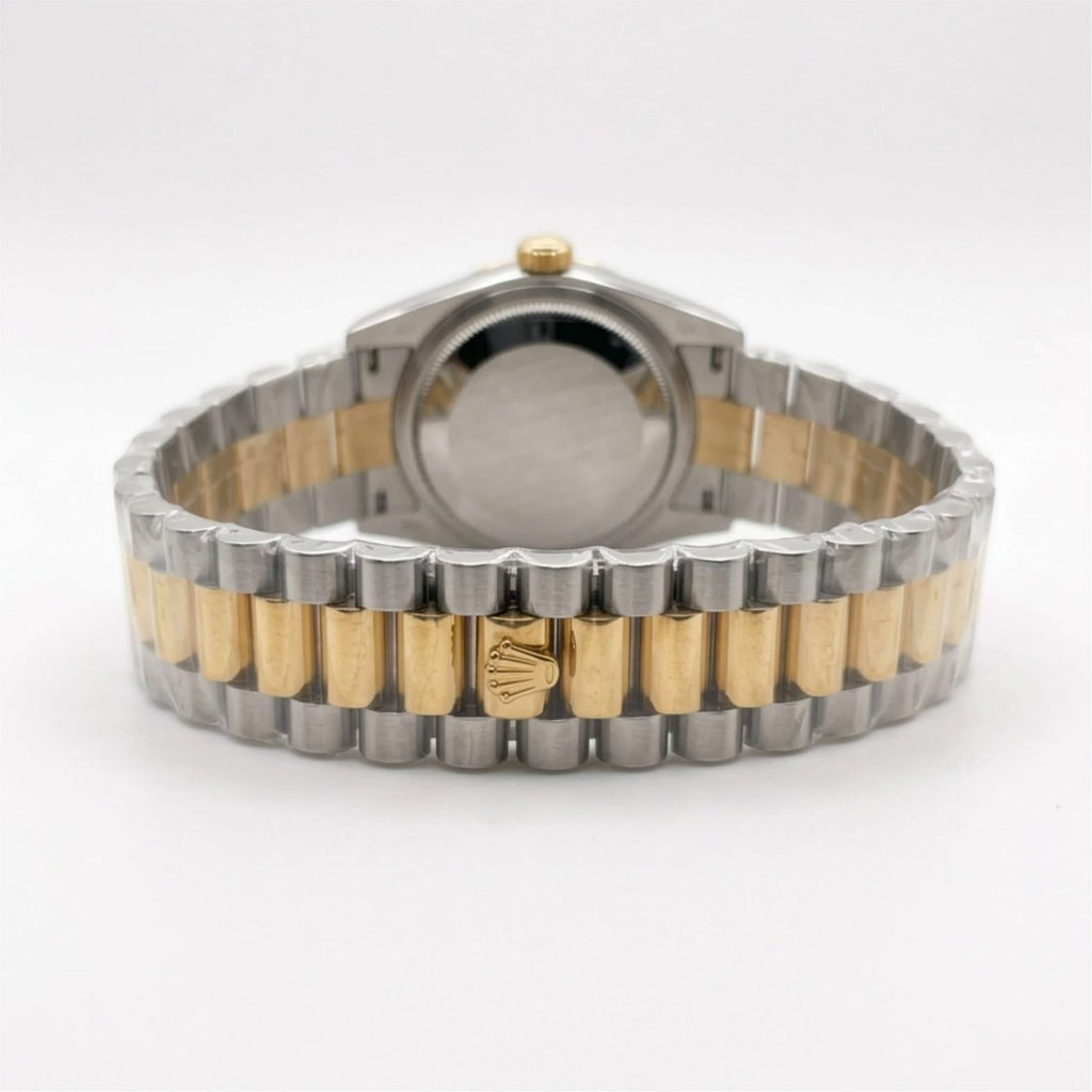 Two-tone watch with silver and gold band