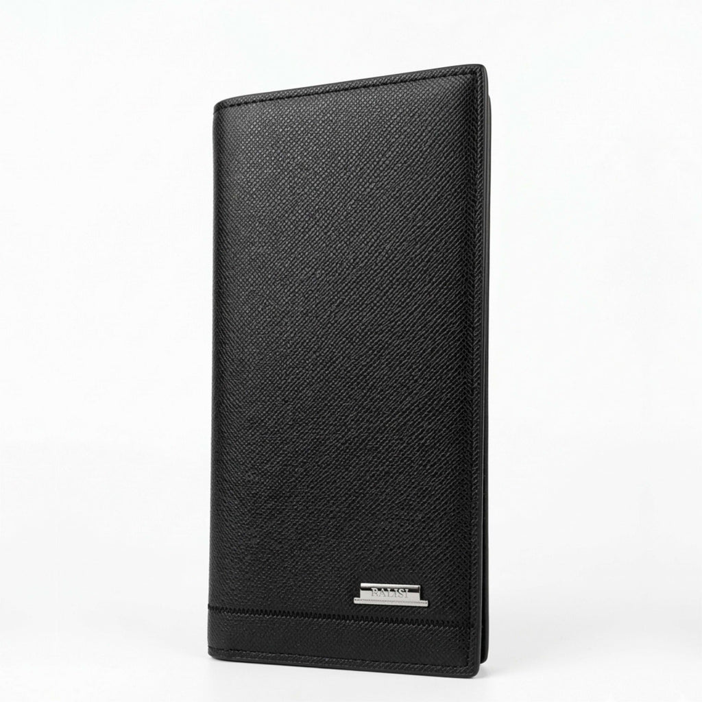 Long black wallet on a white background