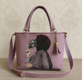 Faceless Girl Floral Print Tote Handbag – Premium PU Leather Shoulder Bag with Tassel Charm
