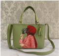 Faceless Girl Floral Print Tote Handbag – Premium PU Leather Shoulder Bag with Tassel Charm