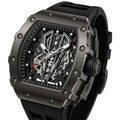 Black skeleton watch