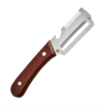 Multi-Purpose Stainless Steel Scallion & Vegetable Cutter Knife with Wooden Handle