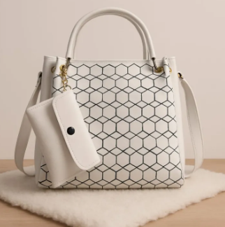 Geometric Print Tote Handbag with Mini Coin Pouch – Women's 2-in-1 Shoulder Bag Set